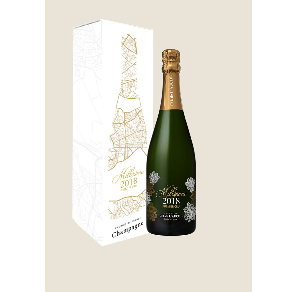 CH. de l'Auche BLANC DE NOIR Premier Cru Millésime Champagne in elegant gift box.