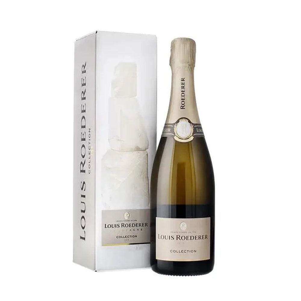 Louis Roederer Collection 246 Champagne bottle with gift box packaging.