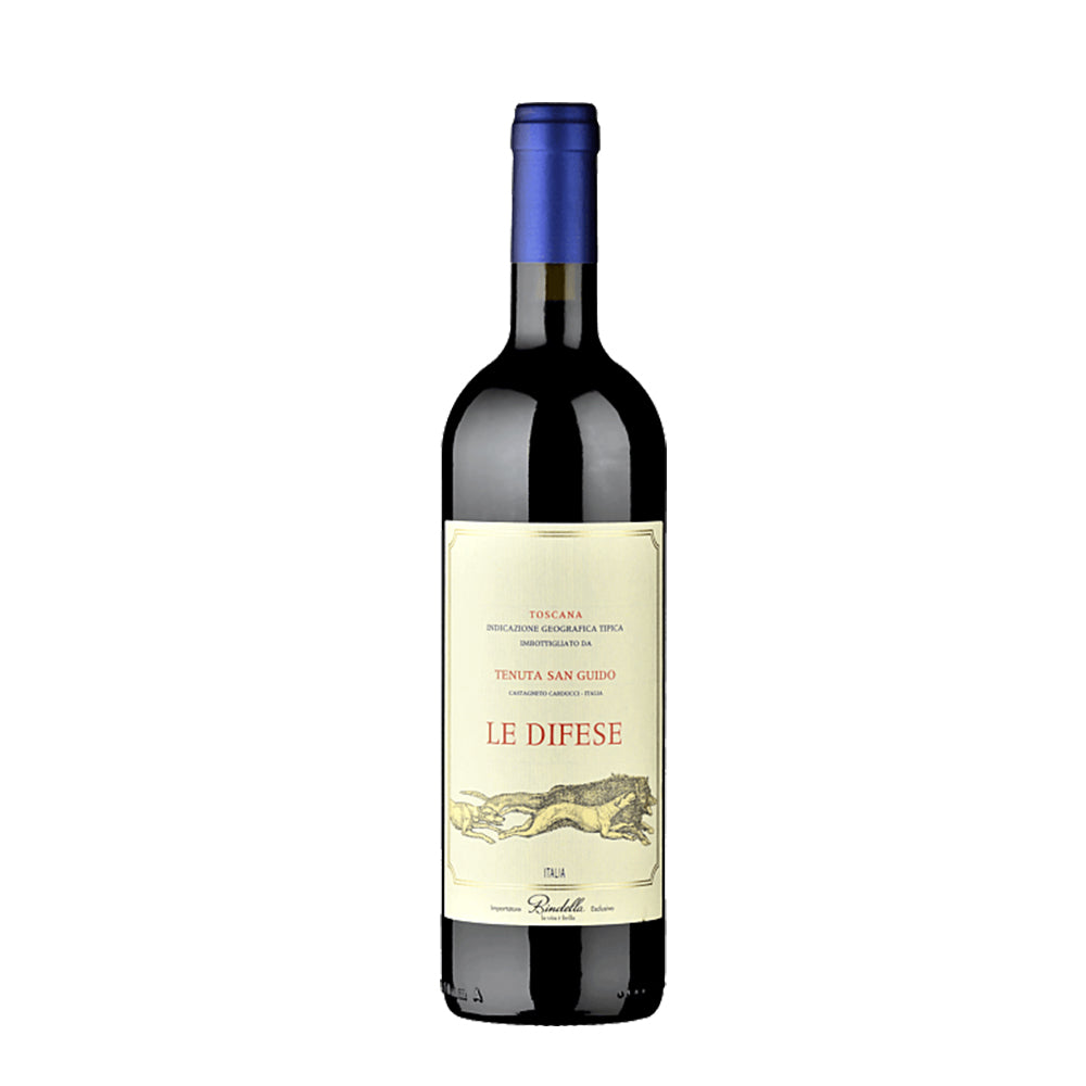 Tenuta San Guido Le Difese 2023 wine review - bottle with blue cap and elegant label showcasing Toscana IGT.